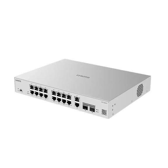 Lysora LCS-16GS-P 16-Port Gigabit PoE Switch, 250W PoE+ Budget, Cloud Managed, 2 SFP + 2 RJ45 Uplinks, Security Camera Network