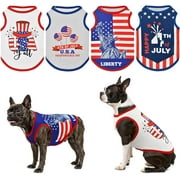 LyssKMK 4-PACK Patriotic Dog Tank Tops 4th of July Sleeveless Shirts USA Independence Day Themed Patterns Costume for Small Medium-Sized Dogs XL