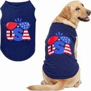 LyssKMK 4th of July Dog Sleeveless Shirt Independence Day Patriotic Cotton Pet Tank Top Summer Puppy Vest Holiday Clothes for Small Medium Large Dogs