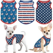 LyssKMK Patriotic Dog Tank Top 4th of July Dog Sleeveless Shirt USA Independence Day Outfits Stars Hearts & Stripe Patterns Dog Costume for Small Medium-Sized Dogs 3 PCS M