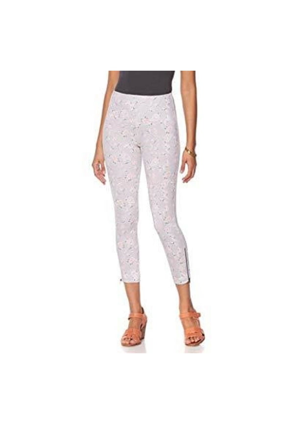 528-363 Womens' Size XS Pink Floral Print Cropped Stretch Denim Leggings