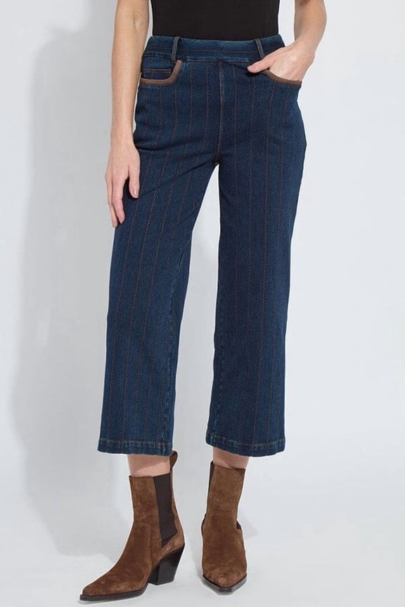 Landon Embroidered Wide Leg Denim (25" Inseam) 3709