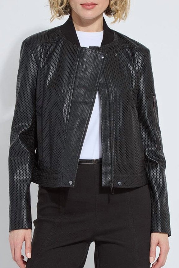 Millicent Perforated Vegan Leather Jacket 3649