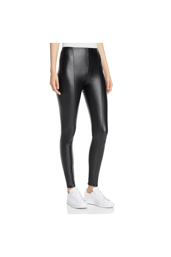 Womens Faux Leather High Waist Leggings Black M