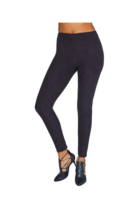 Womens High-Waist Medium Control Faux Suede Leggings Style-1730