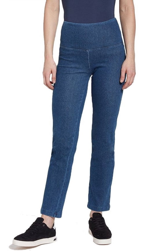 Womens Medium Control Straight Leg Denim Pants Style-6176
