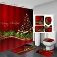 Lystmrge,Christmas Garland,Santa Christmas Snowman Shower Curtain Set