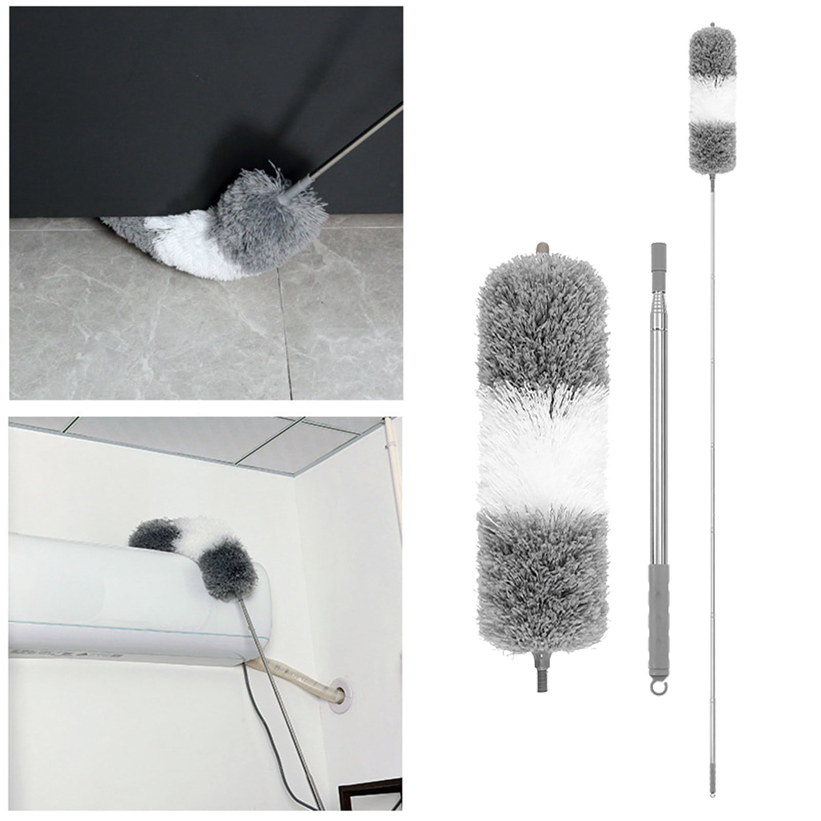 Extension Pole(Stainless Steel)100 Inches With Bendable Head Duster For ...