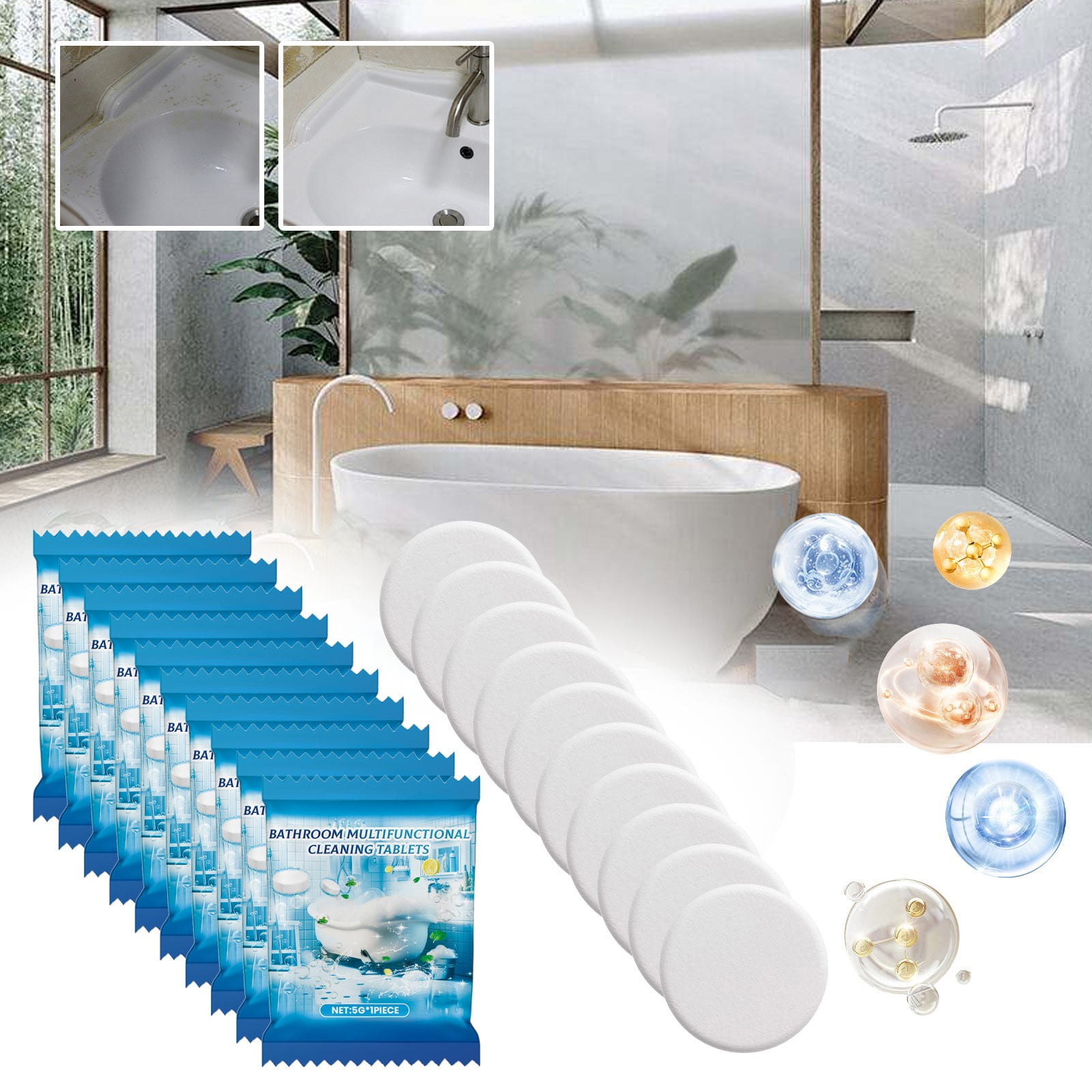 Lystmrge Inner Shower Curtain Liner Bathroom Cleaning Tablets Vanity ...