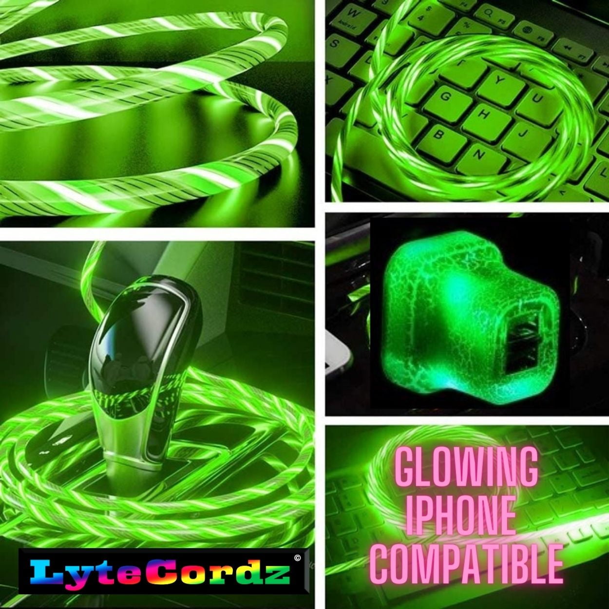 LyteCordz LED Light Up Phone Charging Charger Cable Cord Compatible