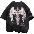 thumbnail image 1 of Lytiarul Vintage Goth Punk Shirts for Men Grunge Streetwear Oversized Tshirts Gothic Cross Y2k Graphic Tees Acid Wash T Shirt, 1 of 8