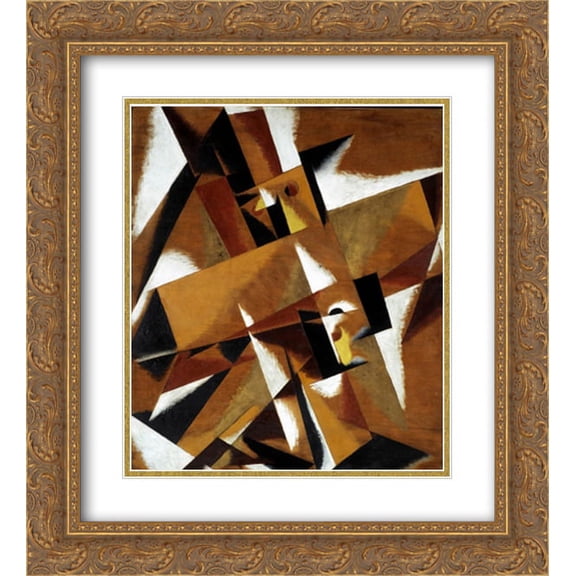 Lyubov Popova 2x Matted 20x22 Gold Ornate Framed Art Print 'Space Force Construction'
