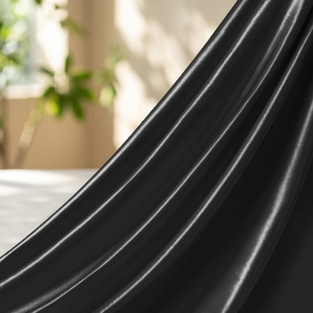 Lyviro Black Satin Fabric by The Yard, 1 Yard x 55" Wide Charmeuse Satin Fabric Silky & Shiny Cloth Fabric for Sewing Wedding Bridal Dress Crafts