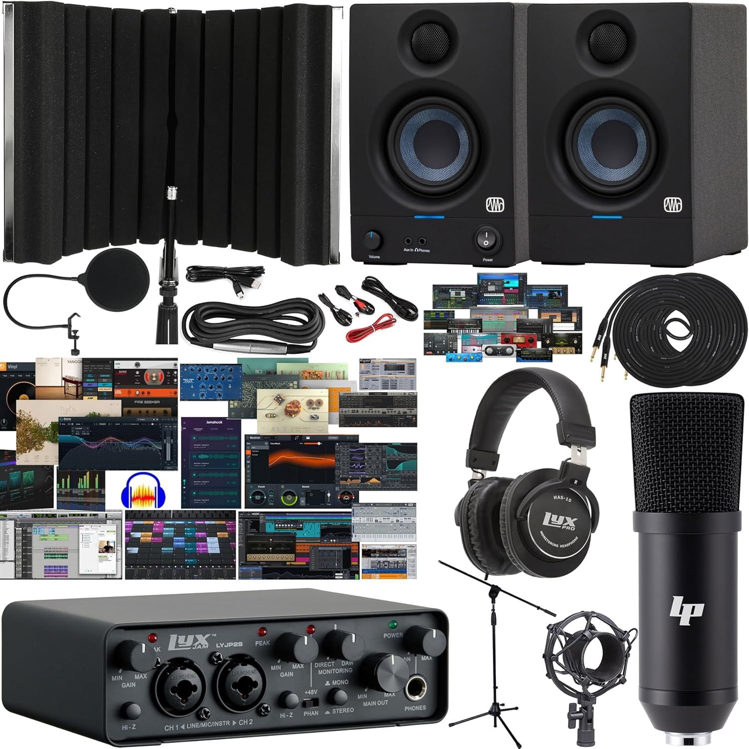 LyxJam 2×2 USB Audio Interface Home Studio Bundle – 24‑bit/96 kHz ...