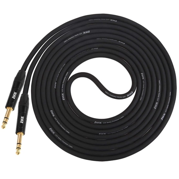 LyxPro 1/4'' TRS to 1/4'' TRS Male to Male Mic Connector, 75 Feet Audio Cable