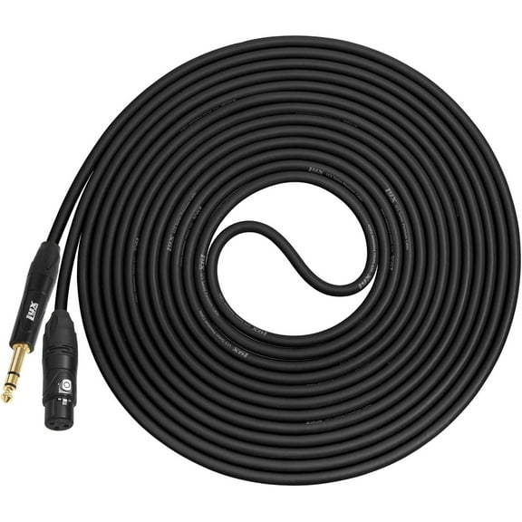 LyxPro 1/4'' TRS to XLR Female Mic Connector, 15 Feet XLR Microphone Cable