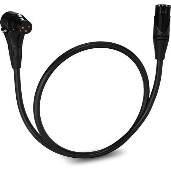 LyxPro 1.5 Ft Right Angle XLR Cable, Female to Male, 3 Pin Microphone Cable, Black