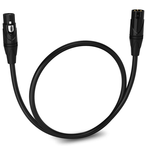 LyxPro 1.5 ft Balanced XLR Cable, Male to Female, 3 Pin Microphone Cable - Black