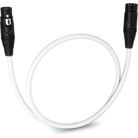 LyxPro Microphone XLR Cable Male to Female 3 Pin White 1.5 ft