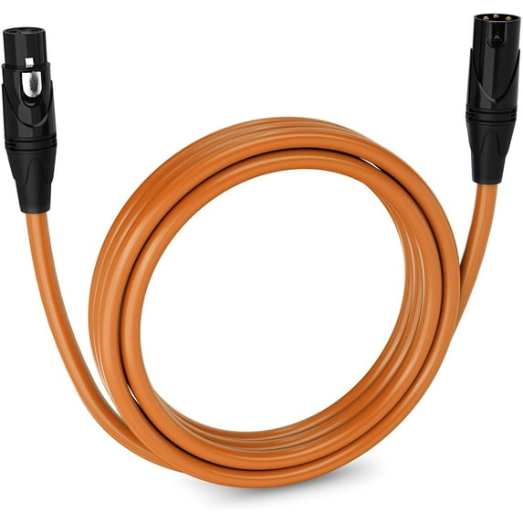 LyxPro 10 ft Balanced XLR Cable, Male to Female, 3 Pin Microphone Cable - Orange