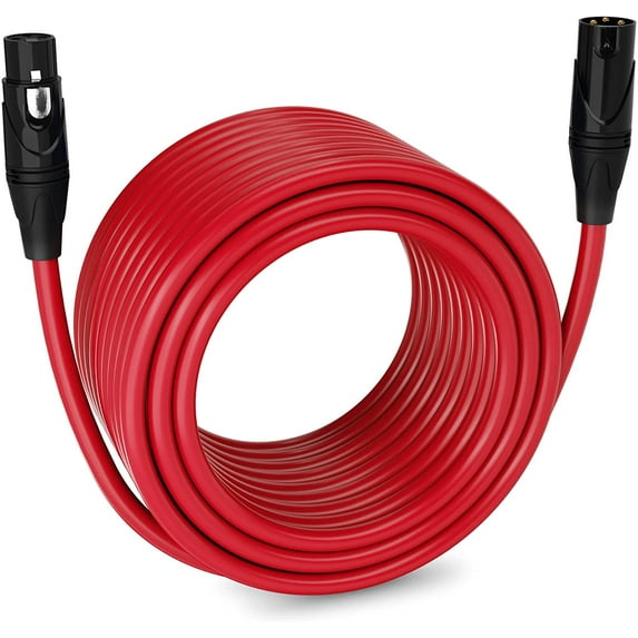 LyxPro Microphone XLR Cable 100ft Male to Female 3 Pin Red