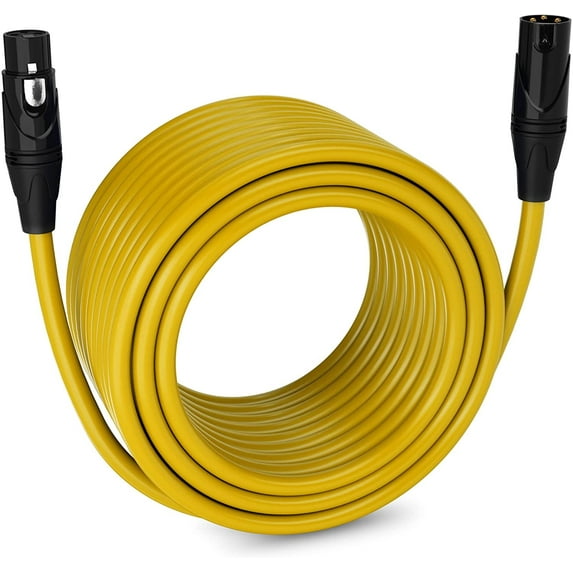 LyxPro 100 feet Microphone XLR Cable, Male to Female, 3 Pin Mic Cable, Yellow