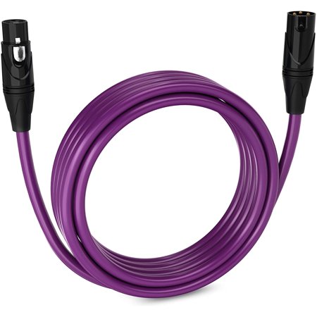 LyxPro 15 ft Balanced XLR Cable, Male to Female, 3 Pin Microphone Cable - Purple