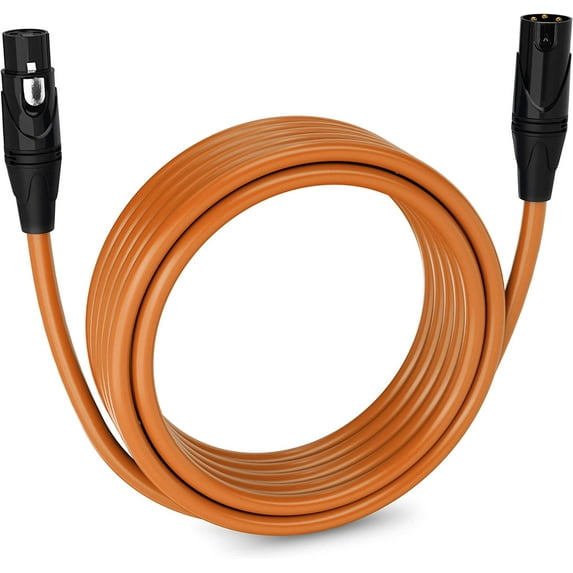 LyxPro 20 ft Balanced XLR Cable, Male to Female, 3 Pin Microphone Cable - Orange