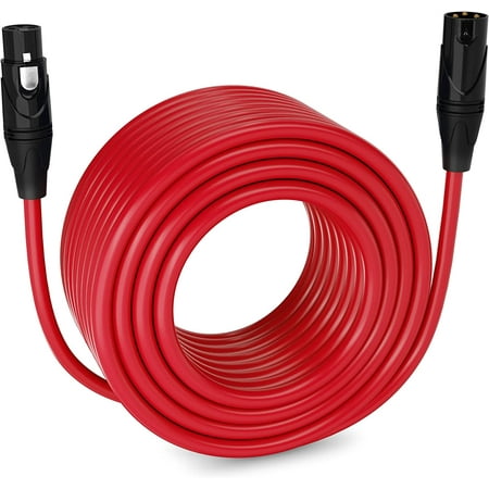 LyxPro 200 ft Balanced XLR Cable, Male to Female, 3 Pin Microphone Cable - Red