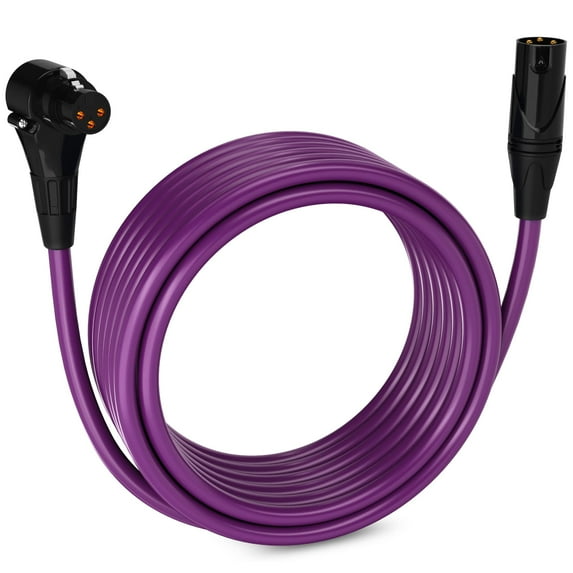 LyxPro 25 Feet XLR Cable, Right Angle Female to Male, 3 Pin Mic Cable, Purple