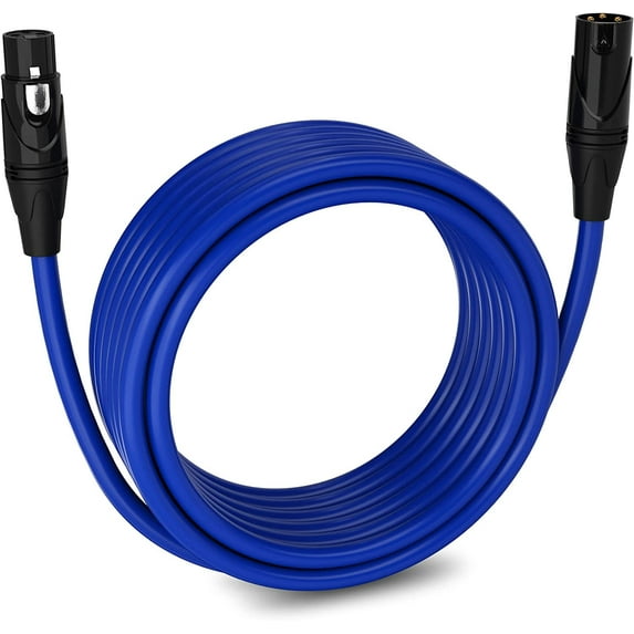 LyxPro 25 ft Balanced XLR Cable, Male to Female, 3 Pin Microphone Cable - Blue
