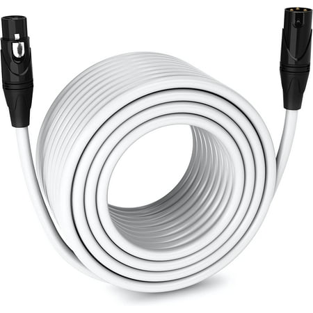 LyxPro 250 ft Balanced XLR Cable, Male to Female, 3 Pin Microphone Cable - White