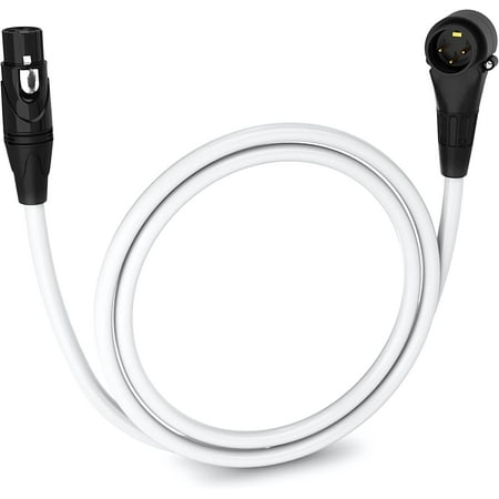 LyxPro 3 Ft Right Angle XLR Cable, Male to Female, 3 Pin Microphone Cable, White