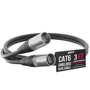 LyxPro 3 Feet Shielded CAT6 Ethercon Cable, Male to Male, Pro Audio & Lighting RJ45 Cable - Black