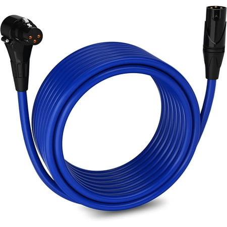 LyxPro XLR Cable Right Angle Female to Male 3 Pin Mic Cable Black 30 Feet