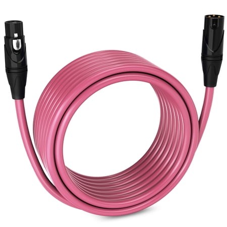 LyxPro 30 feet Microphone XLR Cable, Male to Female, 3 Pin Mic Cable, Pink