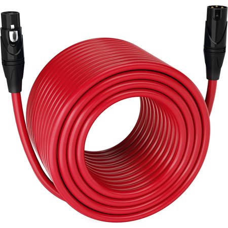 LyxPro 300 ft Balanced XLR Cable, Male to Female, 3 Pin Microphone Cable - Red