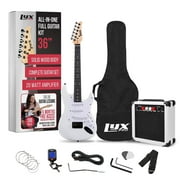 LyxPro 36” Electric Guitar & 20w Amp w/Accessories for Beginners - White