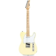 LyxPro 39" Telecaster Solid Electric Guitar, Full-Size Paulownia Body, White