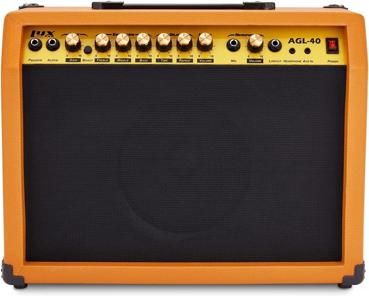 LyxPro 40W Electric Guitar Amplifier with Built-in Speaker - Mahogany