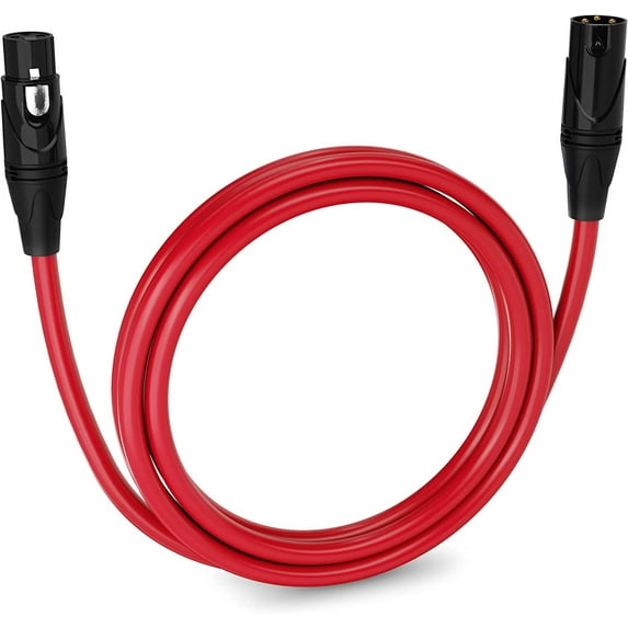 LyxPro 6 ft Balanced XLR Cable, Male to Female, 3 Pin Microphone Cable - Red