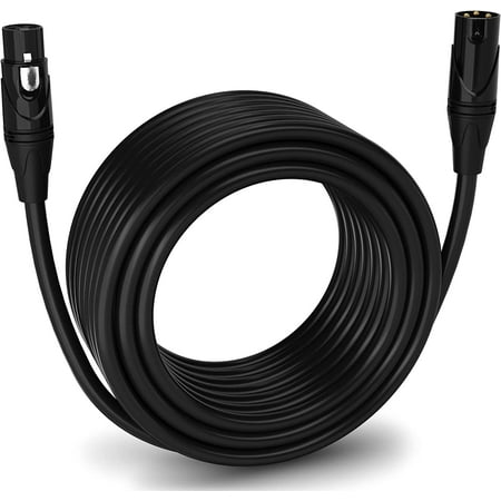 LyxPro 75 feet Microphone XLR Cable, Male to Female, 3 Pin Mic Cable, Black