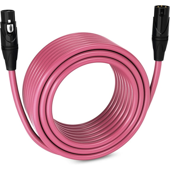 LyxPro 75 ft Balanced XLR Cable, Male to Female, 3 Pin Microphone Cable - Pink