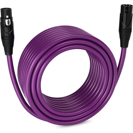 LyxPro 75 ft Balanced XLR Cable, Male to Female, 3 Pin Microphone Cable - Purple