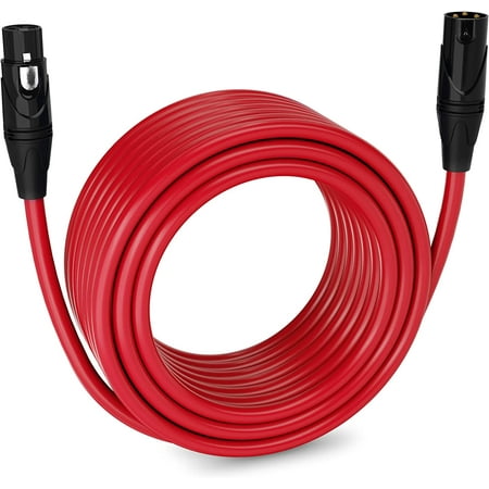 LyxPro Microphone XLR Cable 75 ft Male to Female 3 Pin Red
