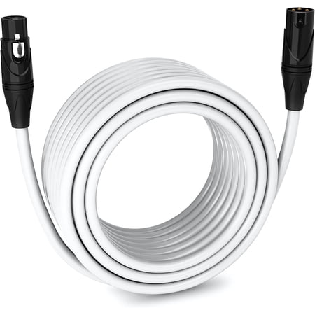 LyxPro 75 ft Balanced XLR Cable, Male to Female, 3 Pin Microphone Cable - White