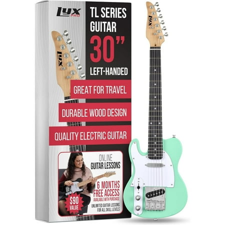 LyxPro Electric Guitar, Left Hand Telecaster Style, Paulownia Body, 30-Inch, Green