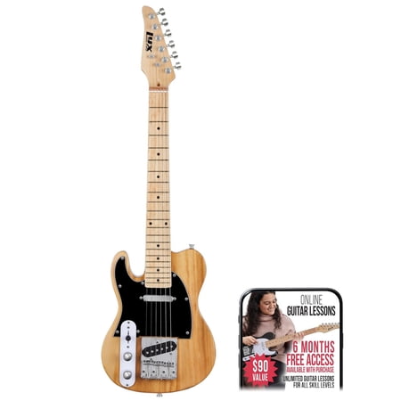 LyxPro Beginner 30" Left Hand TL Series Electric Guitar, Paulownia Body, Natural