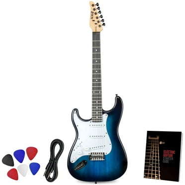 LyxPro Beginner 39” Left Hand Electric Guitar & Guitar Accessories, Blue