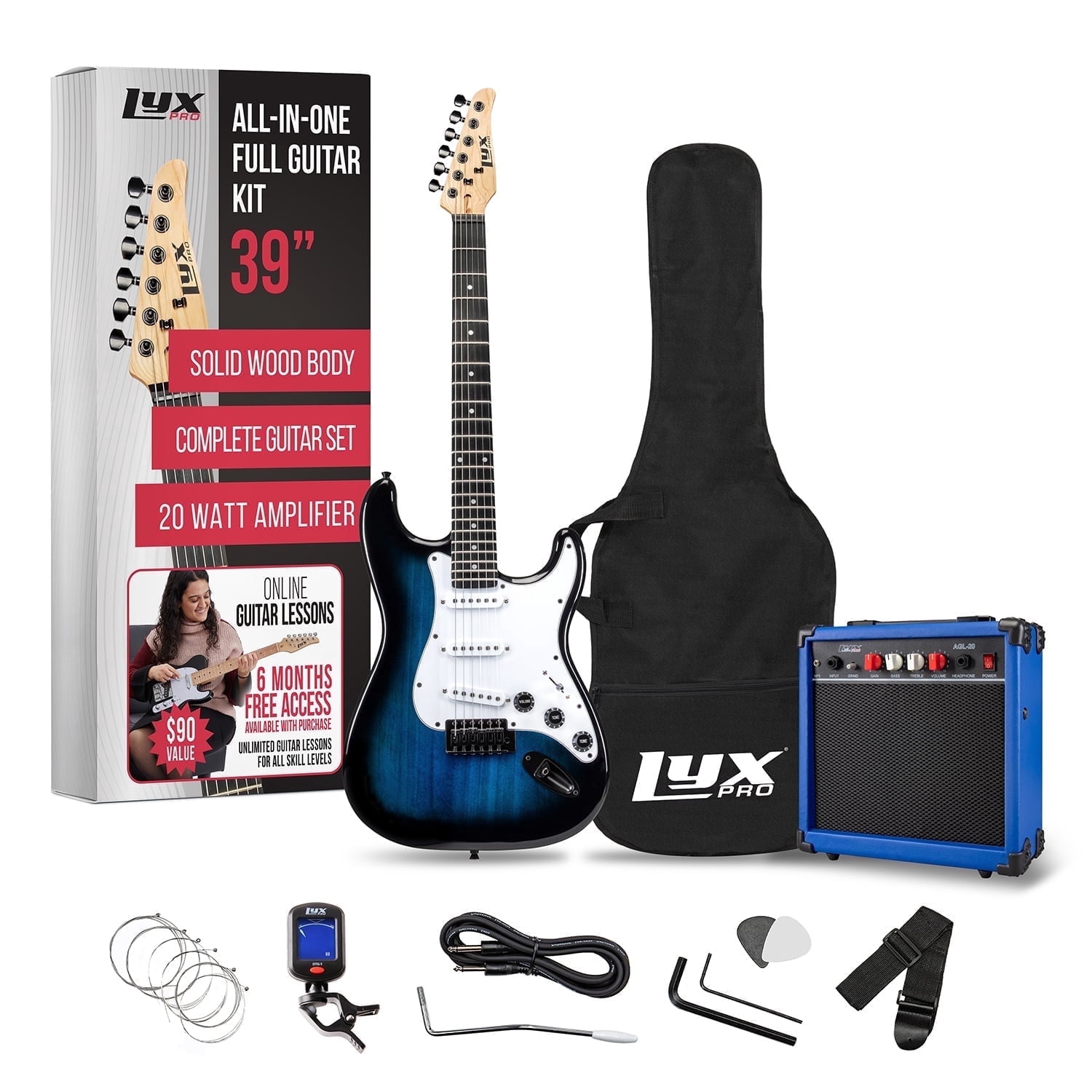 LyxPro Electric Guitar 39 Inch Beginner Kit with Amp and Accessories